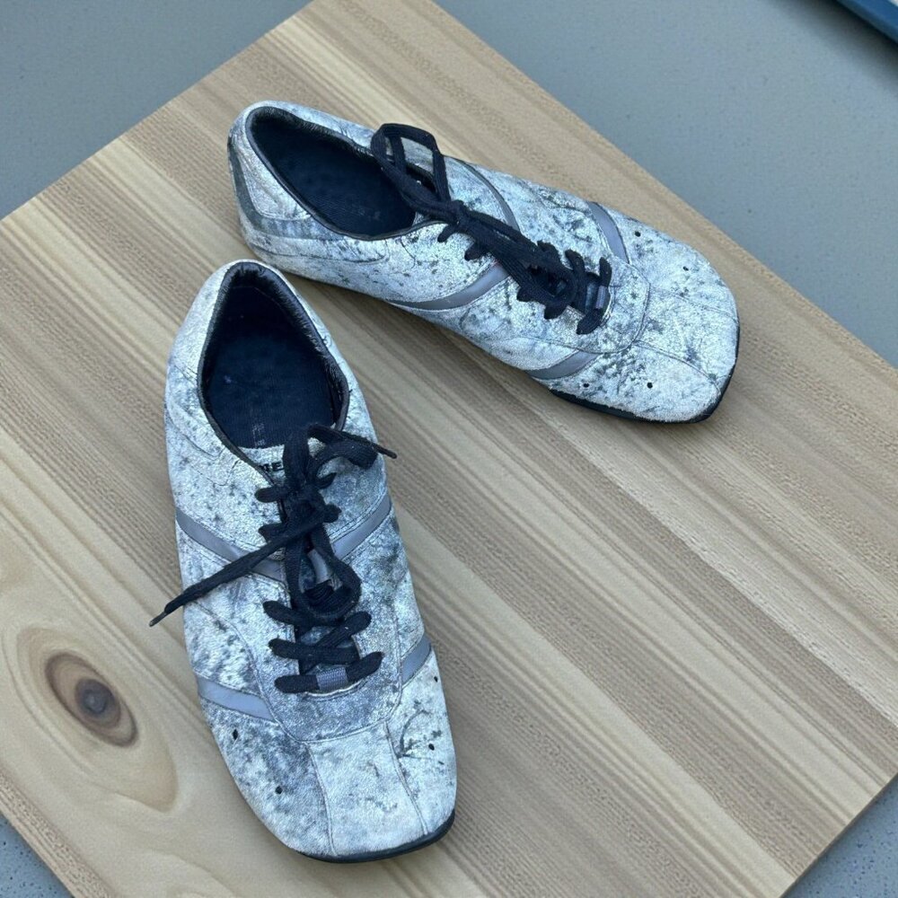 Diesel Y2K Shaela Lace Up Mottled Gray Suede Shoes Size 9